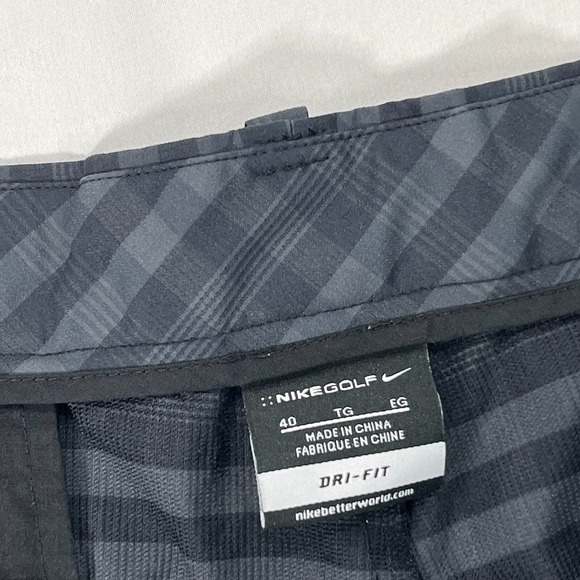 Nike Shorts Mens 40 Black 11" Plaid Golf Performance Tech Chino‎ Stretch 452712 - Picture 8 of 12